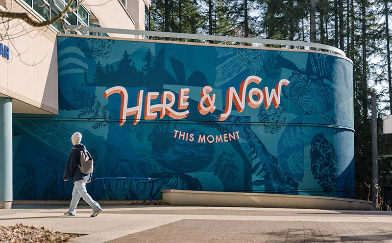 Here and Now mural on Cedar Building